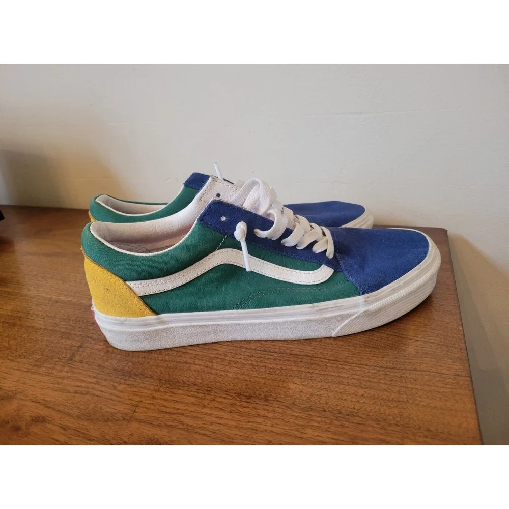 Vans Old Skool Yacht Club Colorblock Skate Shoes Blue Green Yellow Womens 8.5